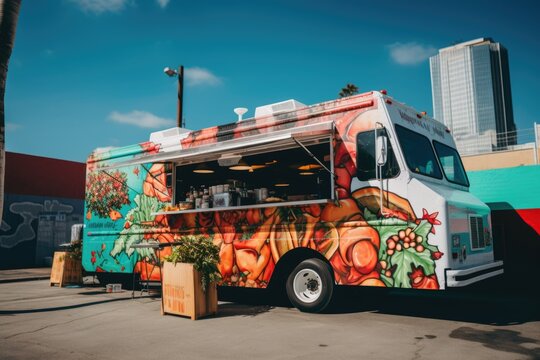 Exterior of a mexican food truck in los angeles