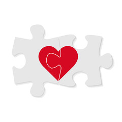 Banner With Puzzle And Red Heart