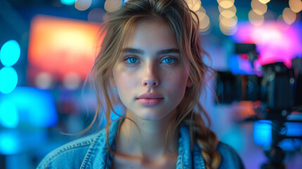 female model in photo studio