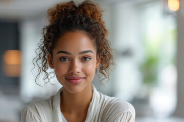 a smiling young woman in a stylish yet professional outfit extends her hand in gratitude to accept a job offer, symbolizing a pivotal moment in her career