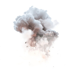 a large explosion of smoke and fire on a transparent background