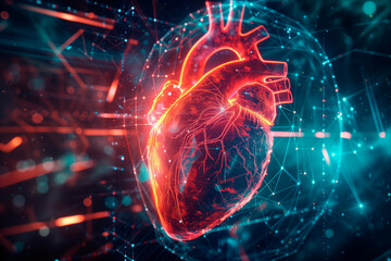 digital heart is shown in an abstract animation