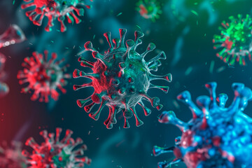 Fototapeta na wymiar coronavirus with red