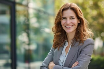 Fototapeta premium Cheerful professional businesswoman Outdoor Smiling Confident