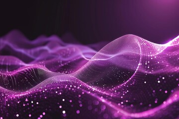 Digital purple particles wave Abstract background Shining dots