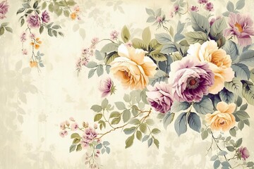 Fantasy vintage wallpaper Botanical flower bunch Floral print background