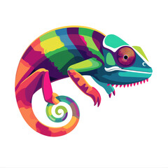 chameleon cartoon illustration isolated