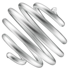 Metal spring in the shape of a sphere.. Abstract 3D shape in textured silver isolated on a transparent background. 3D render. Metal element.