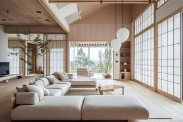 Modern interior design in japandi style Combining the simplicity of scandinavian aesthetics with the elegance of japanese minimalism