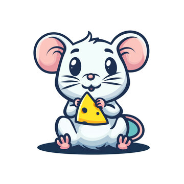 mouse with cheese isolated