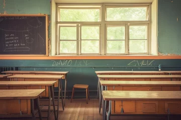 Foto op Canvas Vintage classroom Back to school concept Retro interior. © Jelena