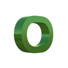 3d green grass font alphabet O