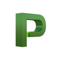 3d green grass font alphabet P