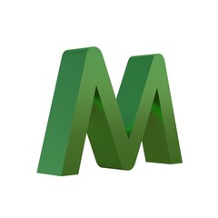 3d green grass font alphabet M