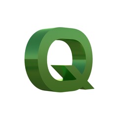 3d green grass font alphabet Q