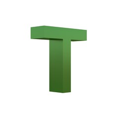 3d green grass font alphabet T