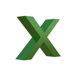 3d green grass font alphabet X