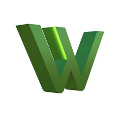 3d green grass font alphabet W