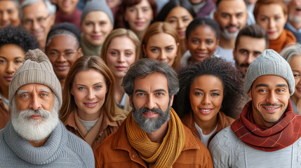Harmonious blend of ages, backgrounds, and cultures, all smiling