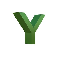 3d green grass font alphabet Y