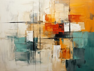 Abstract Geometric Color Block Painting