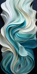 Abstract Fluid Artwork with Swirling Blue and Cream