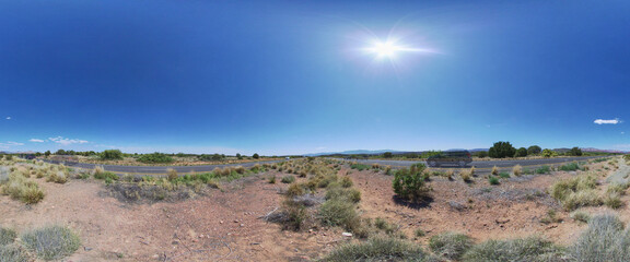 Panoramic Desert Roadside Under Noon Sun, Arizona