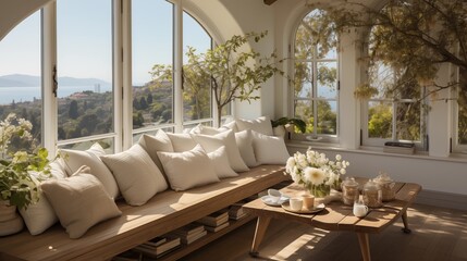 Design a built-in banquette with window seats, allowing guests to enjoy the view and natural light