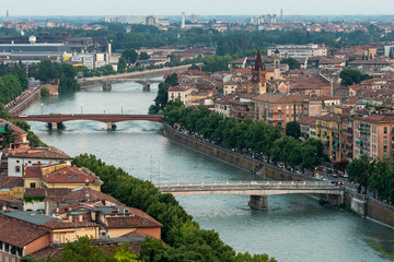 Fototapeta na wymiar view over the city of Verona, Italy