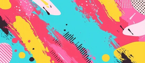 Abstract trendy pop art colorful paint brush pattern background. AI generated image - obrazy, fototapety, plakaty