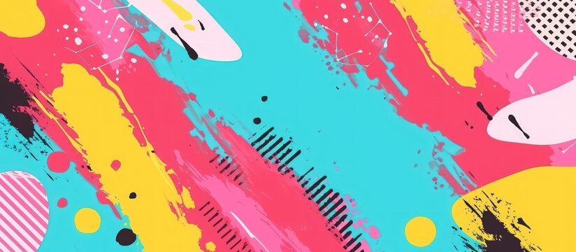 Abstract trendy pop art colorful paint brush pattern background. AI generated image