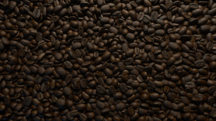 Coffee Beans Over Black Background