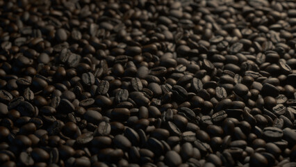 Coffee Beans Over Black Background