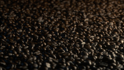 Coffee Beans Over Black Background