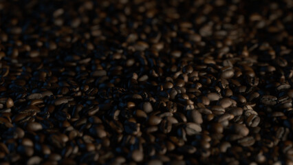 Coffee Beans Over Black Background