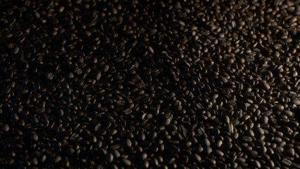 Coffee Beans Over Black Background - obrazy, fototapety, plakaty