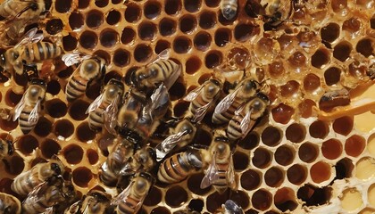 bee and honey shot background with copy space area created with generative ai