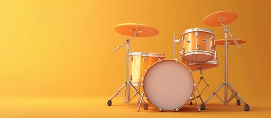 Fototapeta na wymiar 3d realistic set drum for music instrument in plastic cartoon style. AI generated image
