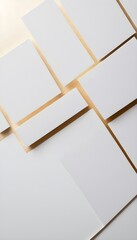 Contemporary abstract background in white and gold. white gold geometric square background with light and shadow.
