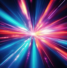 Futuristic speed motion with blue and red rays of light abstract background