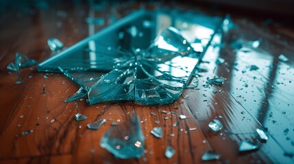 Reflections of Struggle: Broken Mirror, Shattered Glass in Ultra-Realistic 8K | Captured with Smartphone Macro Lens, Portraying Self-Image Struggles