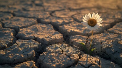 Thriving Amidst Adversity: Wilted Flower on Cracked Desert Ground in Ultra-Realistic 8K | Captured with Mirrorless Prime Lens, Symbolizing Resilience in Harsh Environment