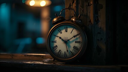 Stagnation in Time: Old Clock at Midnight, Ultra-Realistic 8K | Captured with DSLR Wide-Angle Lens, Symbolizing Depressive Episodes and Time Standing Still