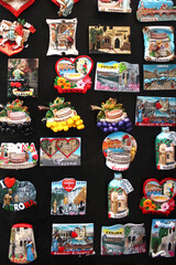 Ttypical souvenirs magnets for sale in Verona, Italy