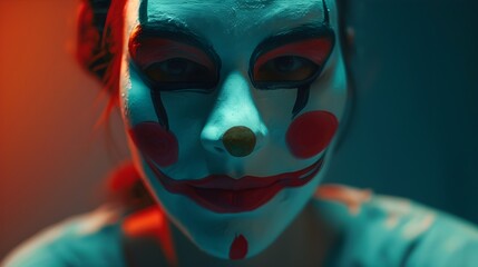 Concealed Identity: Person with Painted Smile Mask in Ultra-Realistic 8K | Captured with Mirrorless Zoom Lens, Reflecting Concealed Emotions and Masked Identity, Unveiling Hidden Struggles