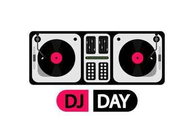 DJ day console, vector art illustration.