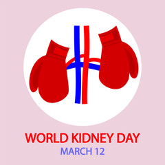 Kidney day world boxing gloves concept, vector art illustration.
