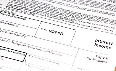 Form 1099-INT Interest Income tax reporting form