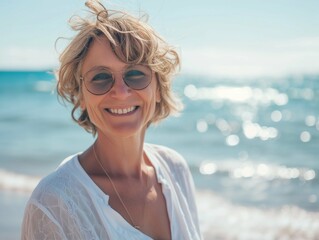 Fototapeta na wymiar portrait of senior woman at the beach