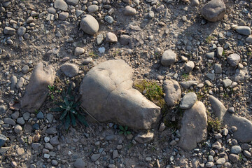 Fondo de camino de piedras y tierra.